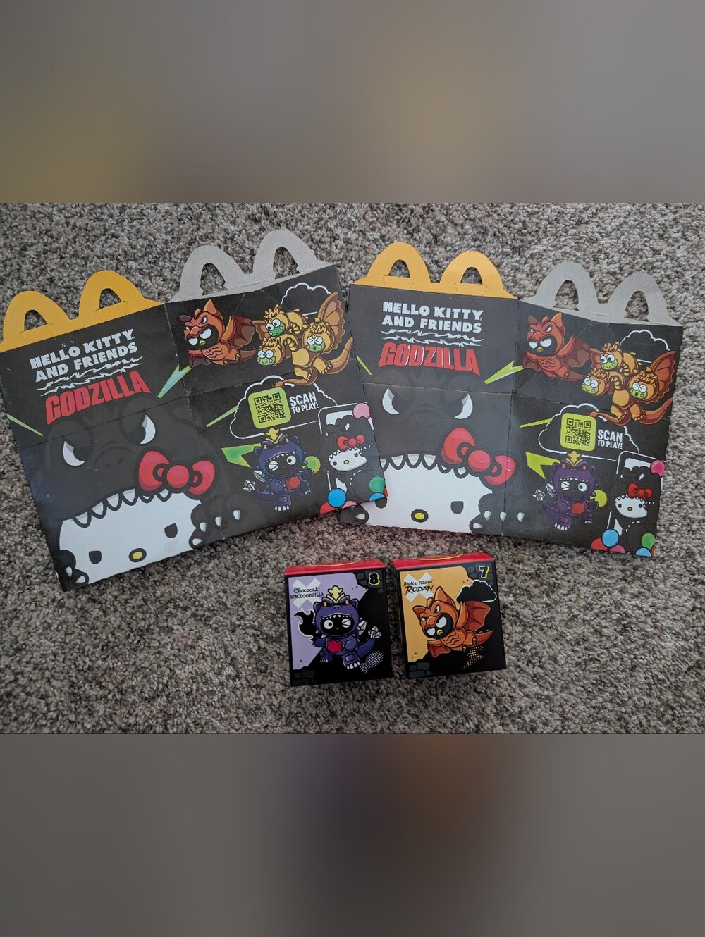 NIB 2026 McDonald's Hello Kitty Godzilla happy meal toys #7 & #8 Rodan Chococat